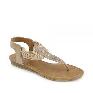 Tan Sandals With Rhinestones NIB